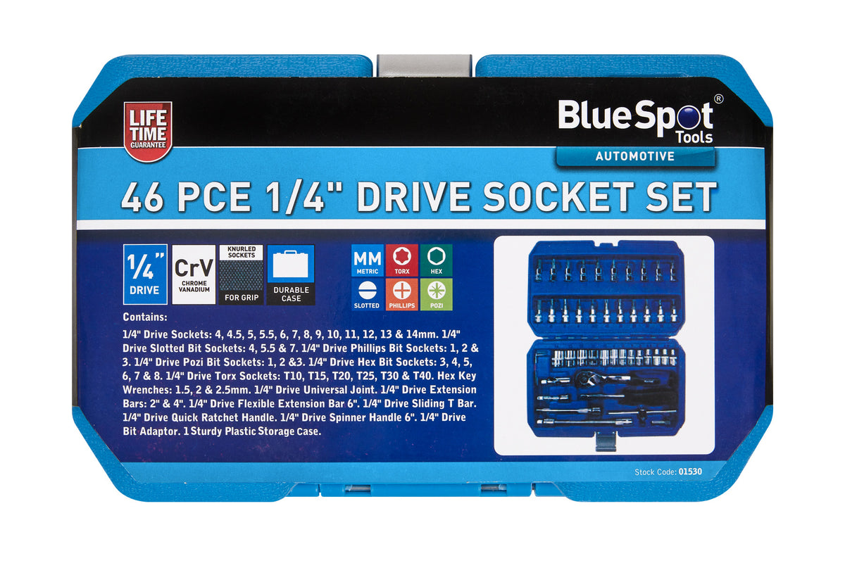 Blue Spot Tools 46 PCE 1/4" Metric Socket Set (4-14mm)