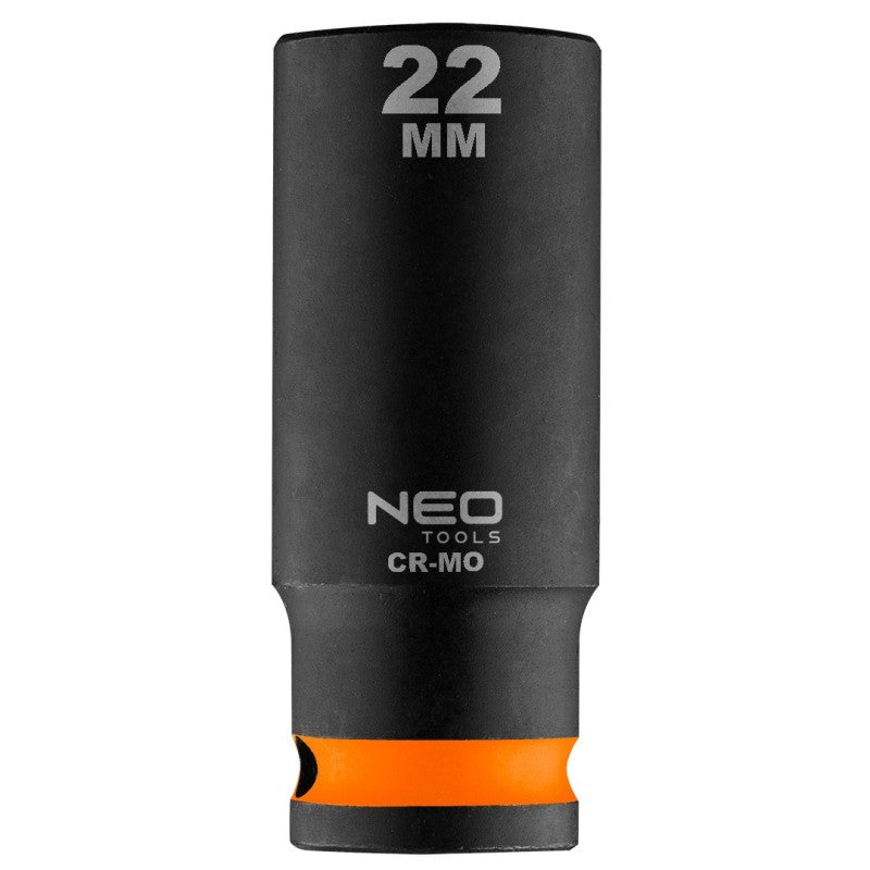 NEO TOOLS Long impact socket 1/2", 22 mm, Cr-Mo — 12-322