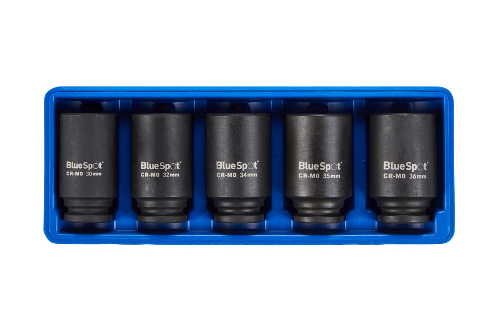 Blue Spot Tools 5 PCE 1/2" Metric Cr-Mo Impact Hub Sockets (30-36mm)