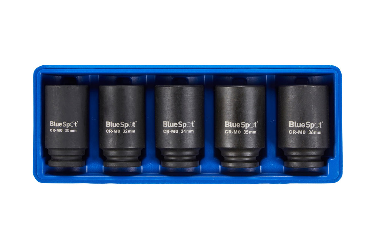 Blue Spot Tools 5 PCE 1/2" Metric Cr-Mo Impact Hub Sockets (30-36mm)
