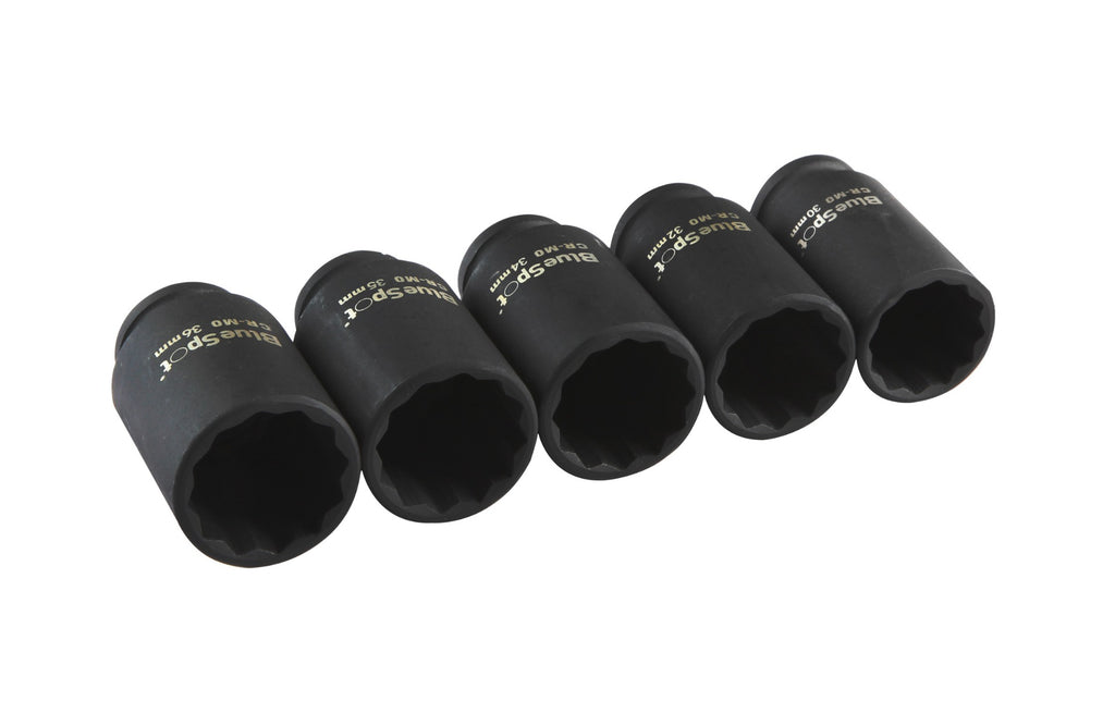 Blue Spot Tools 5 PCE 1/2" Metric Cr-Mo Impact Hub Sockets (30-36mm)