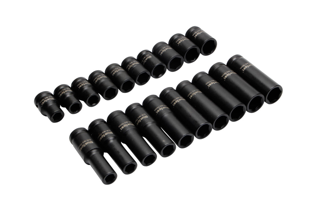 Blue Spot Tools 20 PCE 1/2" Deep and Shallow Metric Impact Sockets (10-19mm)