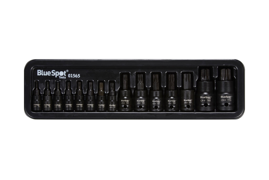 Blue Spot Tools 15 PCE 1/4" 3/8" 1/2" Impact Torx Bit Sockets
