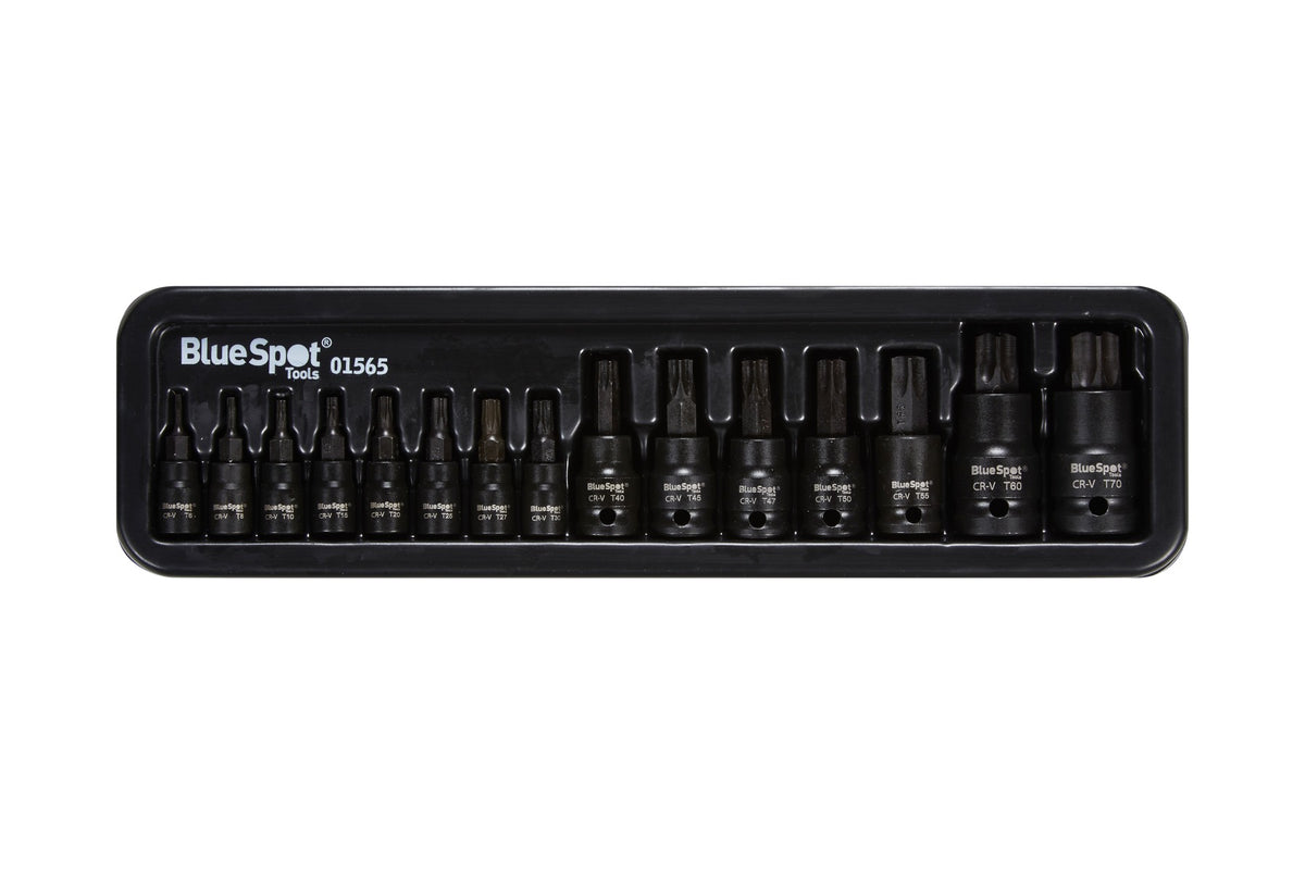 Blue Spot Tools 15 PCE 1/4" 3/8" 1/2" Impact Torx Bit Sockets