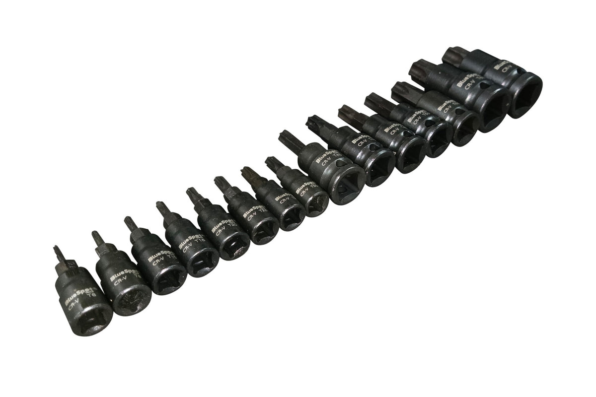 Blue Spot Tools 15 PCE 1/4" 3/8" 1/2" Impact Torx Bit Sockets