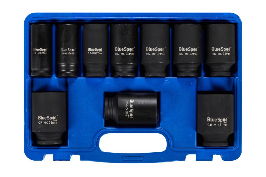 Blue Spot Tools 10 PCE 1/2" Metric Deep Impact Sockets 22MM-41MM