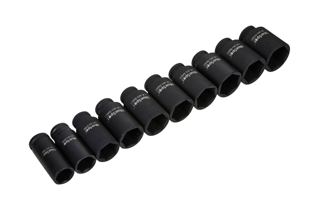 Blue Spot Tools 10 PCE 1/2" Metric Deep Impact Sockets 22MM-41MM