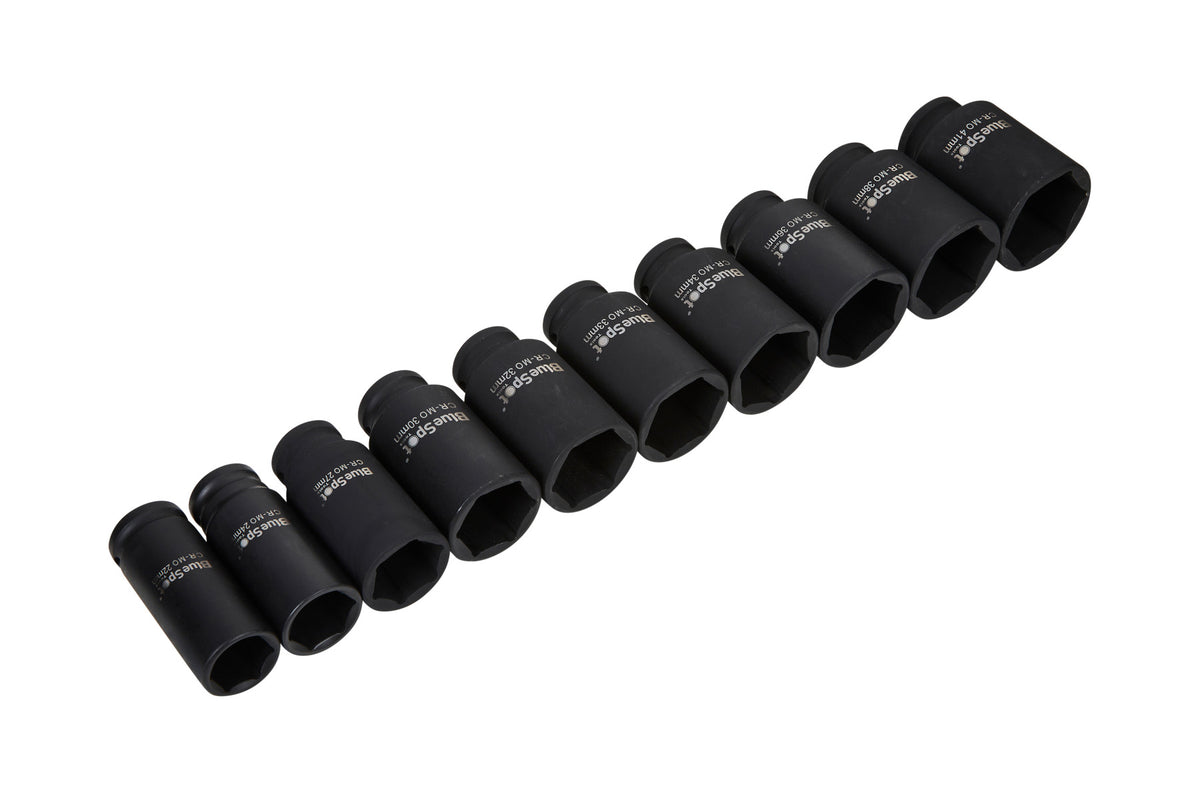 Blue Spot Tools 10 PCE 1/2" Metric Deep Impact Sockets 22MM-41MM