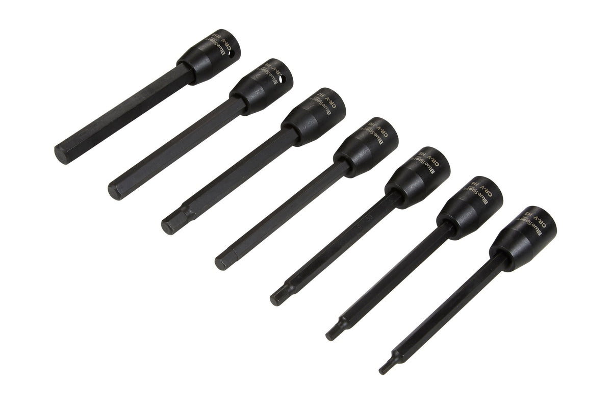 BLUE SPOT TOOLS 7 PCE EXTRA LONG 3/8" IMPACT HEX BIT SOCKETS