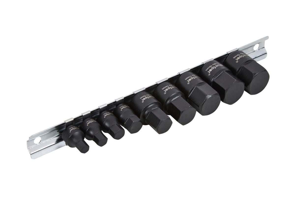 Blue Spot Tools 9 PCE 1/4-3/8" Low Profile Metric Impact Hex Sockets (6-19mm)