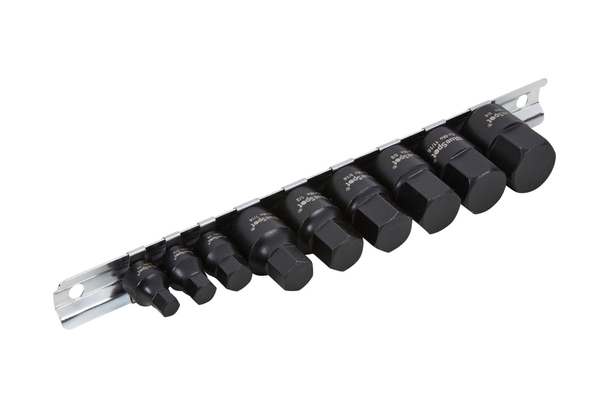 Blue Spot Tools 9 PCE 1/4-3/8" Low Profile AF Impact Hex Sockets (1/4"-3/4")