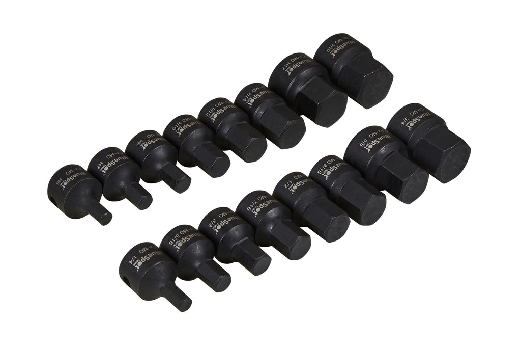Blue Spot Tools 16 PCE 3/8" Metric & SAE Stubby Hex Impact Socket Set