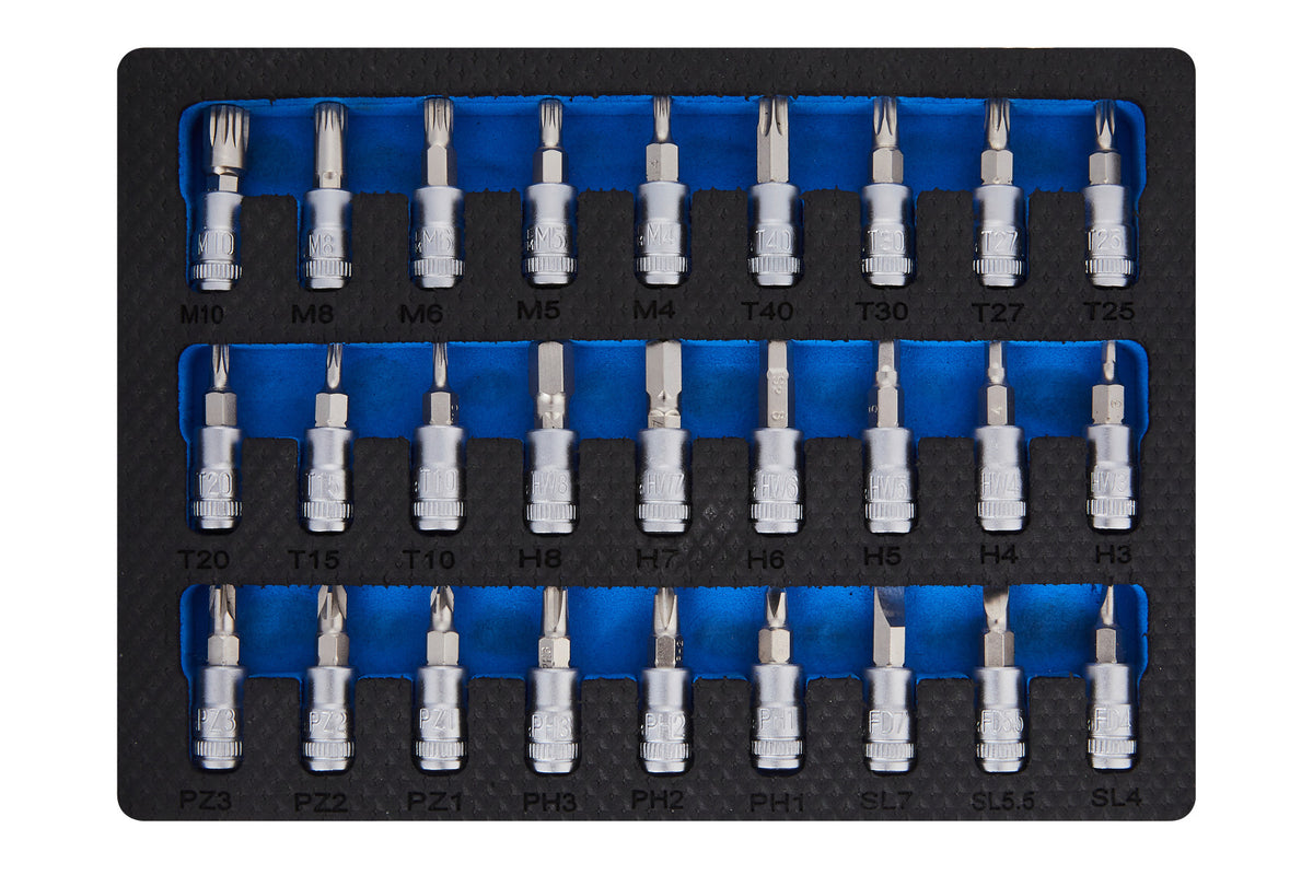 Blue Spot Tools 27PCE 1/4" Mixed Socket Bit Set In Foam