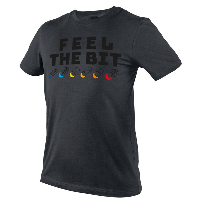 NEO TOOLS Printed T-shirt, FEEL THE BIT, size XL — 81-641-XL