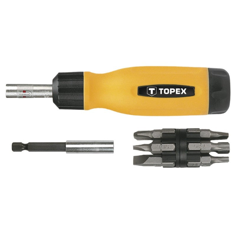 TOPEX Screwdriver bits with holder, set 14 pcs — 39D518