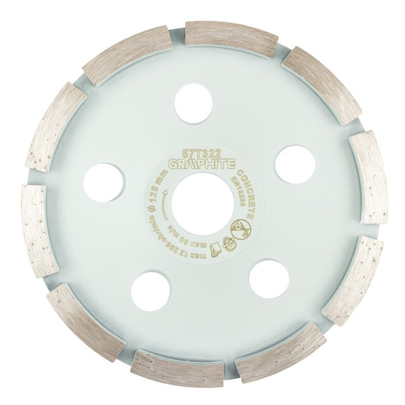 GRAPHITE Diamond grinding disc, 1 segment, 125 x 22.2 mm, dry — 57T322