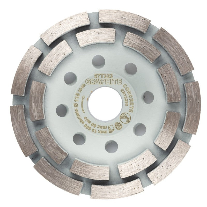 GRAPHITE Diamond grinding disc, 2 segments, 115 x 22.2 mm, dry — 57T323
