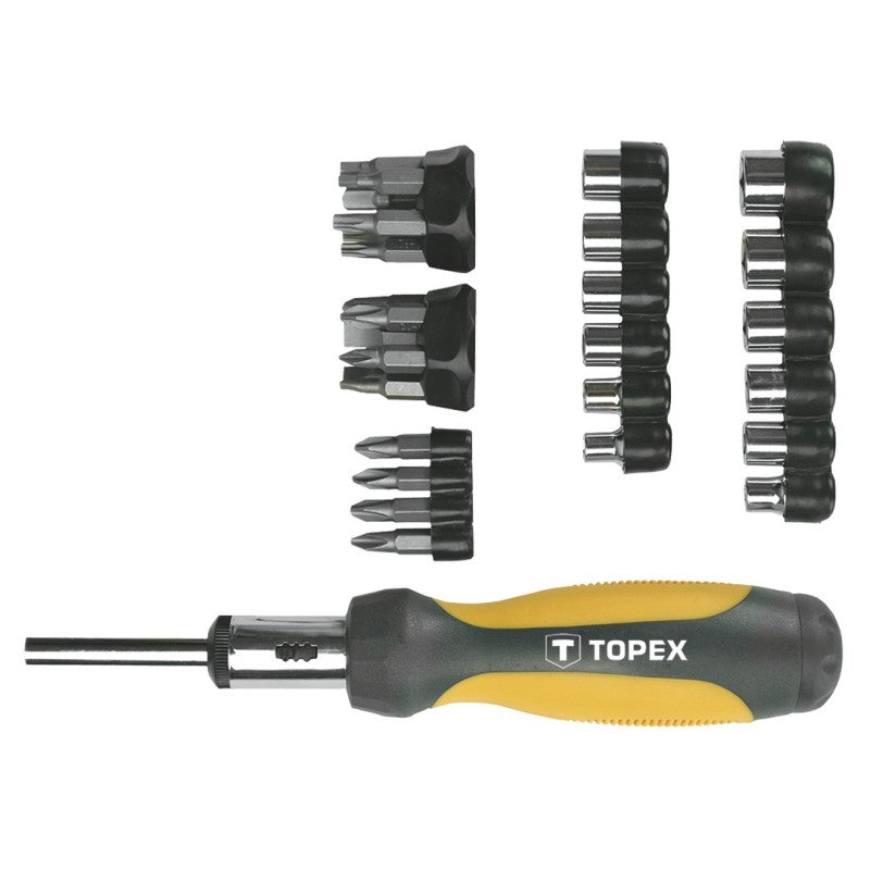 TOPEX Screwdriver bits and sockets with holder, set 29 pcs — 39D356