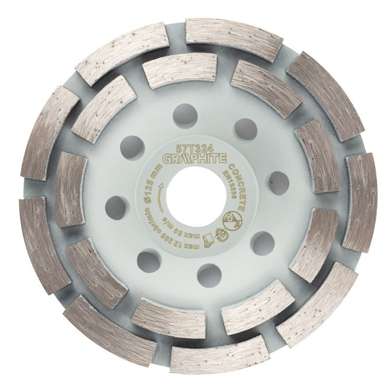 GRAPHITE Diamond grinding disc, 2 segments, 125 x 22.2 mm, dry — 57T324