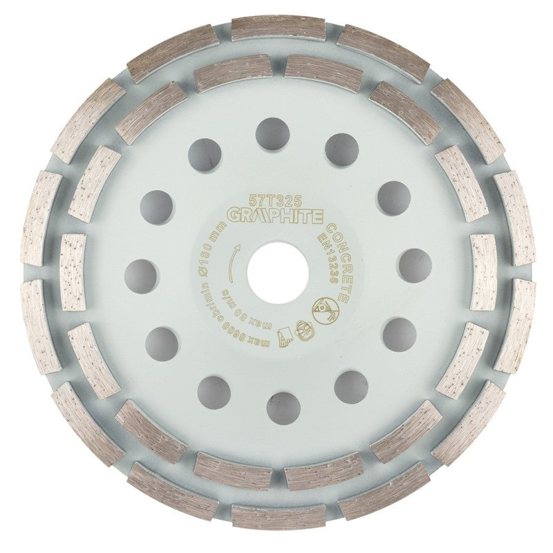 GRAPHITE Diamond grinding disc, 2 segments, 180 x 22.2 mm, dry — 57T325