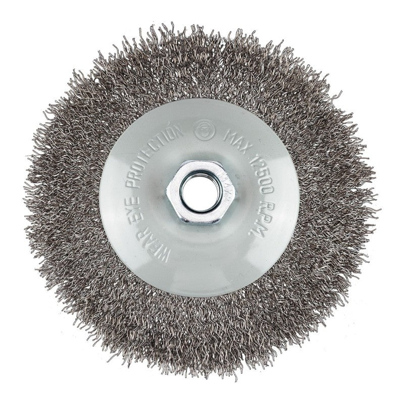 GRAPHITE Wire wheel brush 125 mm, crimped wire, steel, M14 — 57T409