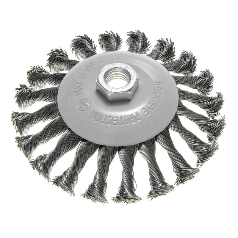 GRAPHITE Wire wheel brush 125mm, twisted wire, steel M14 — 57T411