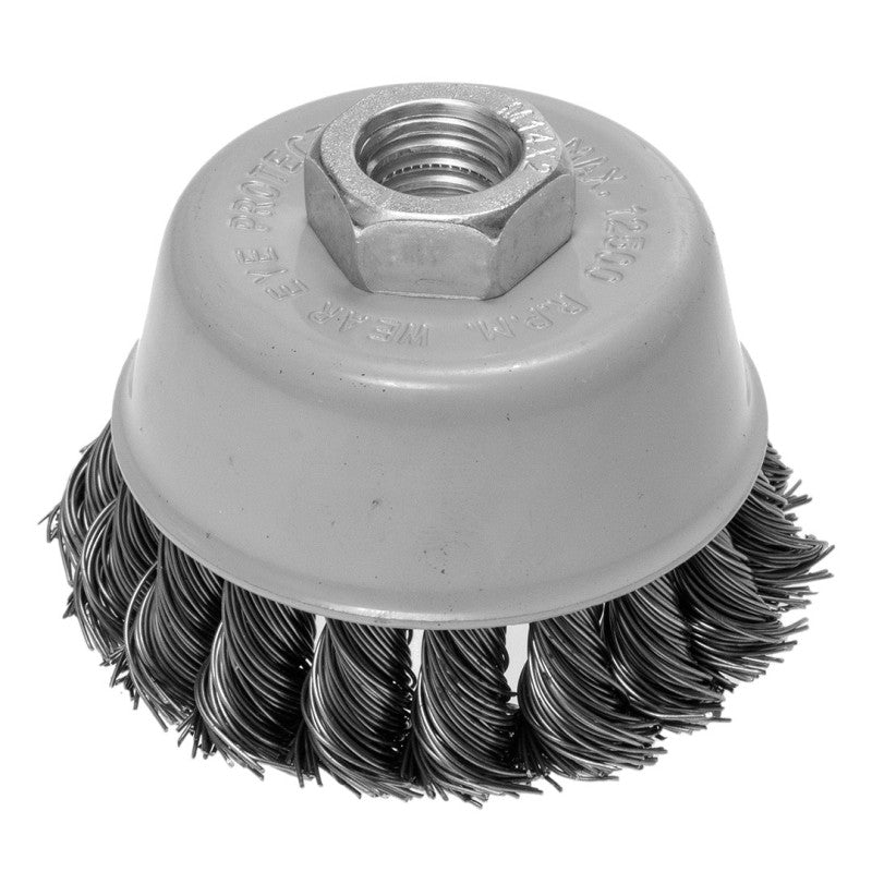 GRAPHITE Cup wire brush 70 mm, twisted steel wire, M14 — 57T413