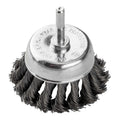 GRAPHITE Cup wire brush 75 mm, twisted steel wire, with 6 mm shank — 57T414