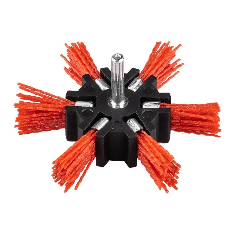 GRAPHITE Nylon wheel brush, 100 mm, with 6 mm shank — 57T427