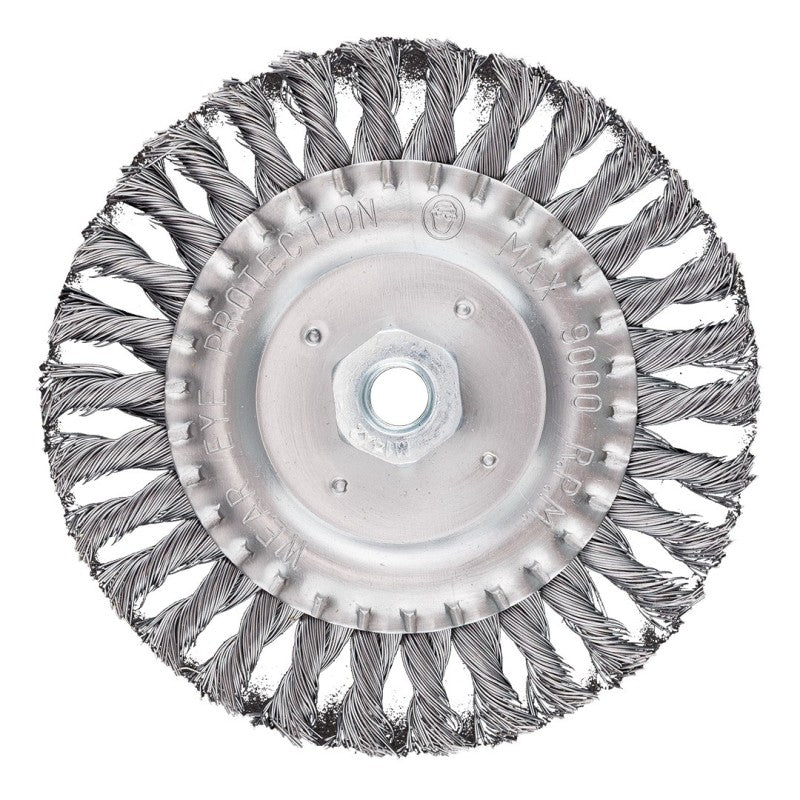 GRAPHITE Wire wheel brush 150 mm, twisted wire, steel, M14 — 57T433