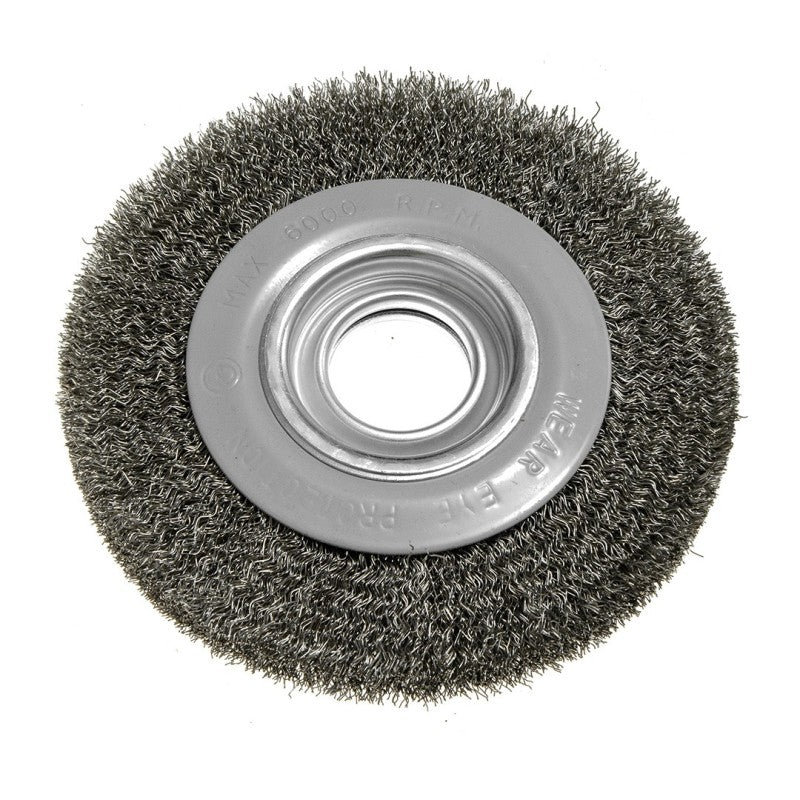 GRAPHITE Wire wheel brush 150 x 32 mm, crimped wire, steel — 57T435