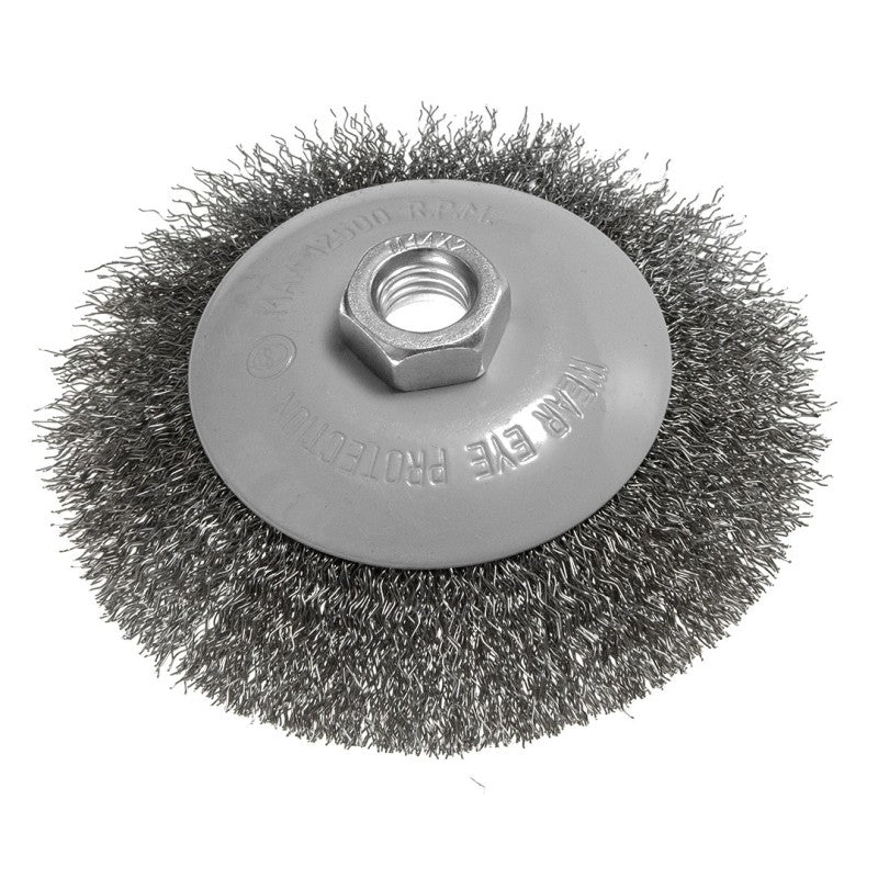 GRAPHITE Wire wheel brush 115 mm, crimped wire, steel, M14 — 57T436