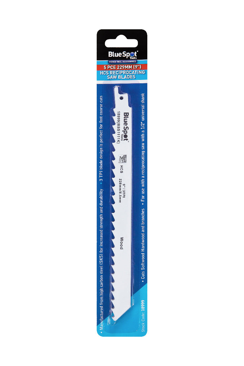Blue Spot Tools 5 PCE 229mm (9") HCS Reciprocating Saw Blades