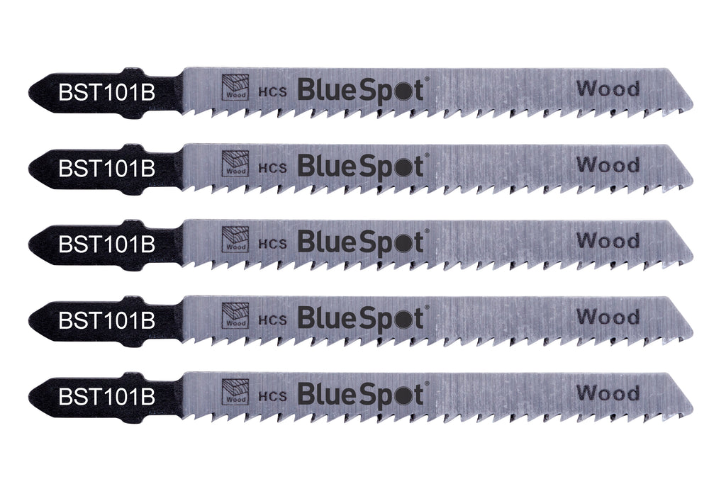 Blue Spot Tools 5 PCE HCS Clean Cut Jigsaw Blades For Wood (10 TPI)