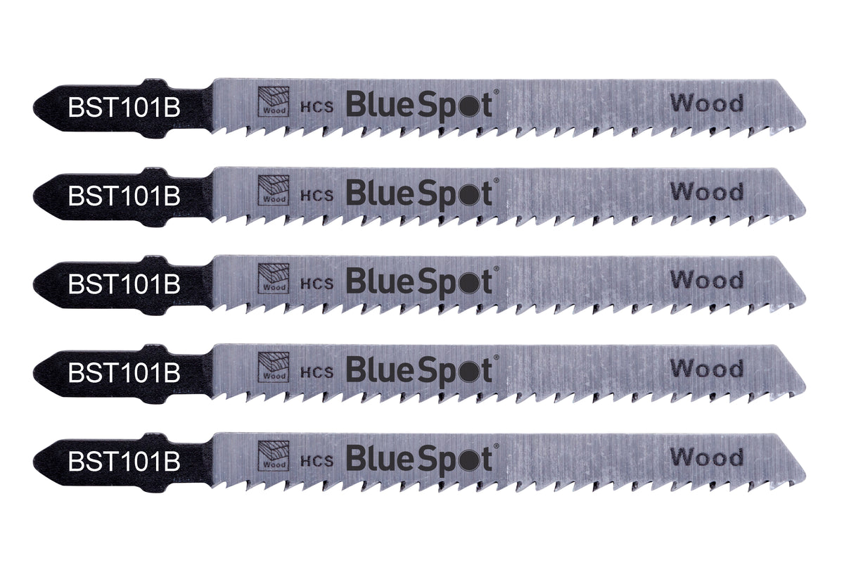 Blue Spot Tools 5 PCE HCS Clean Cut Jigsaw Blades For Wood (10 TPI)