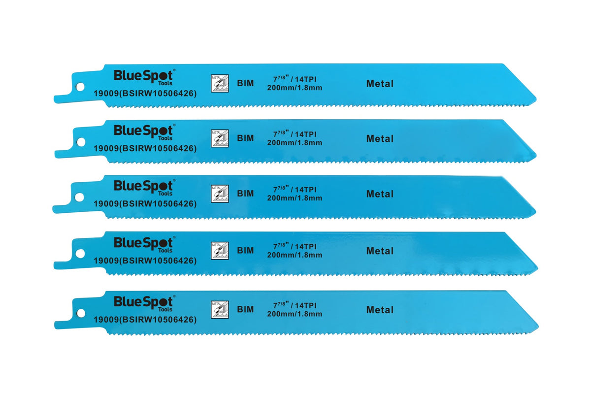 Blue Spot Tools 5 PCE 200mm (7.9") Metal Cutting Reciprocating Saw Blades
