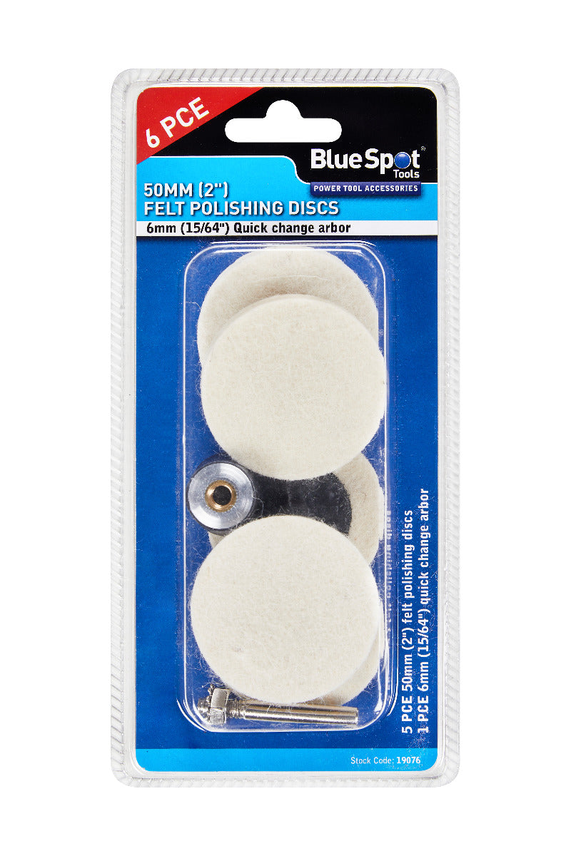 Blue Spot Tools 6 PCE 50mm (2") Felt Polishing Discs