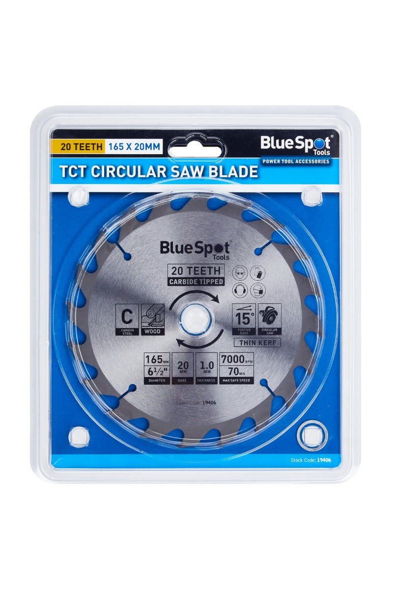 Blue Spot Tools 165mm x 20mm TCT Circular Saw Blade (20 Teeth)