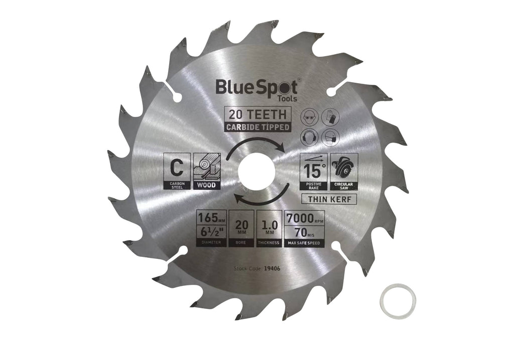 Blue Spot Tools 165mm x 20mm TCT Circular Saw Blade (20 Teeth)
