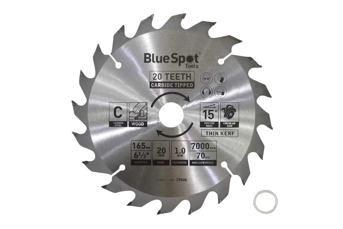 Blue Spot Tools 165mm x 20mm TCT Circular Saw Blade (20 Teeth)