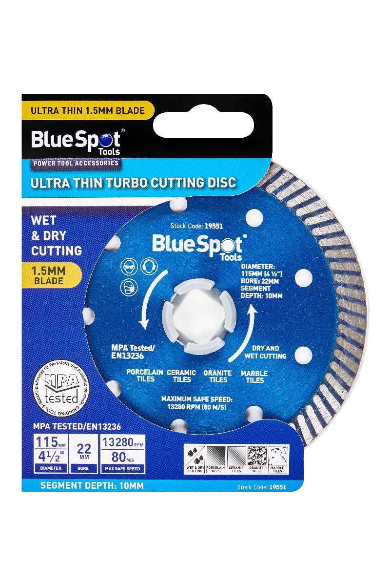 Blue Spot Tools 115mm (4 1/2") Super Thin Turbo Cutting Disc
