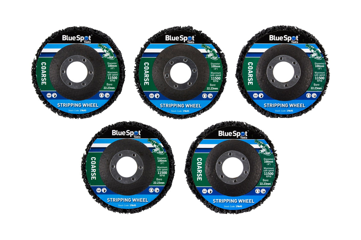 Blue Spot Tools 5PCE 100mm (4") Coarse Stripping Wheel Set