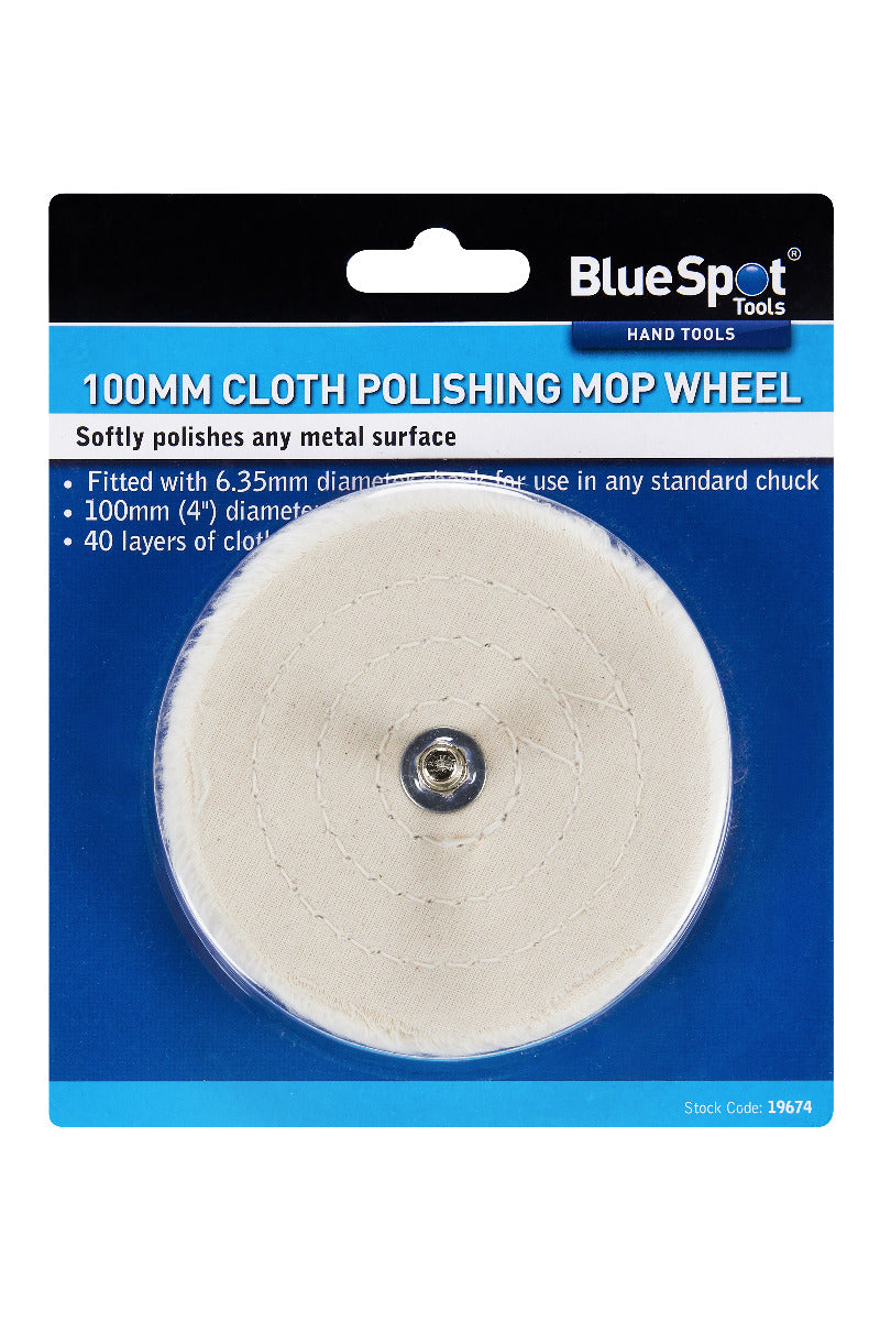 Blue Spot Tools 100mm (4") Polishing Mop Wheel With Shank