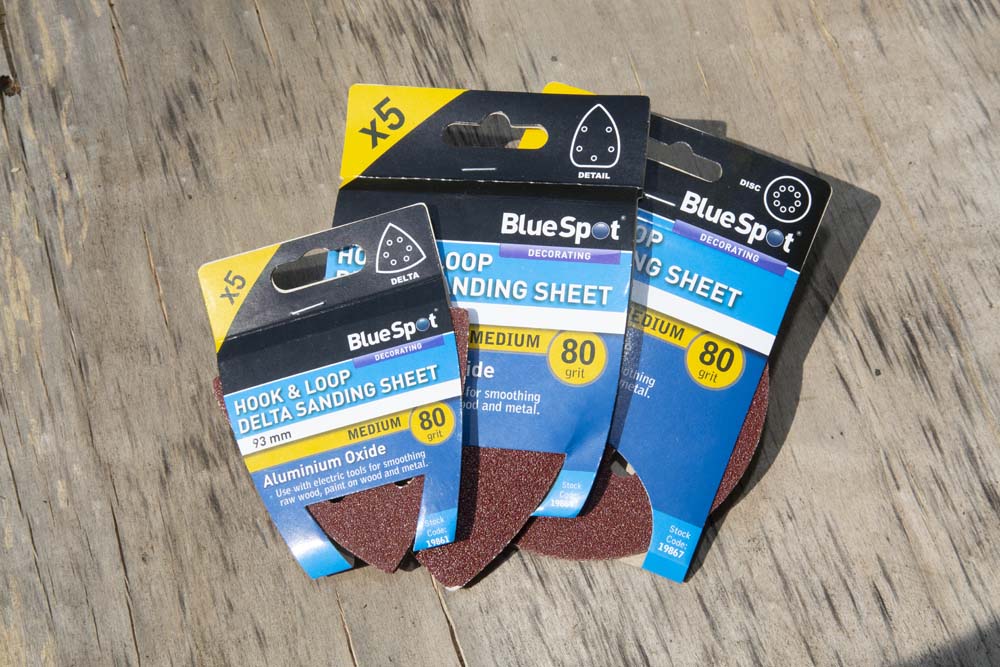 Blue Spot Tools 93mm 5 Pack 80 Grit Delta Sanding Sheets