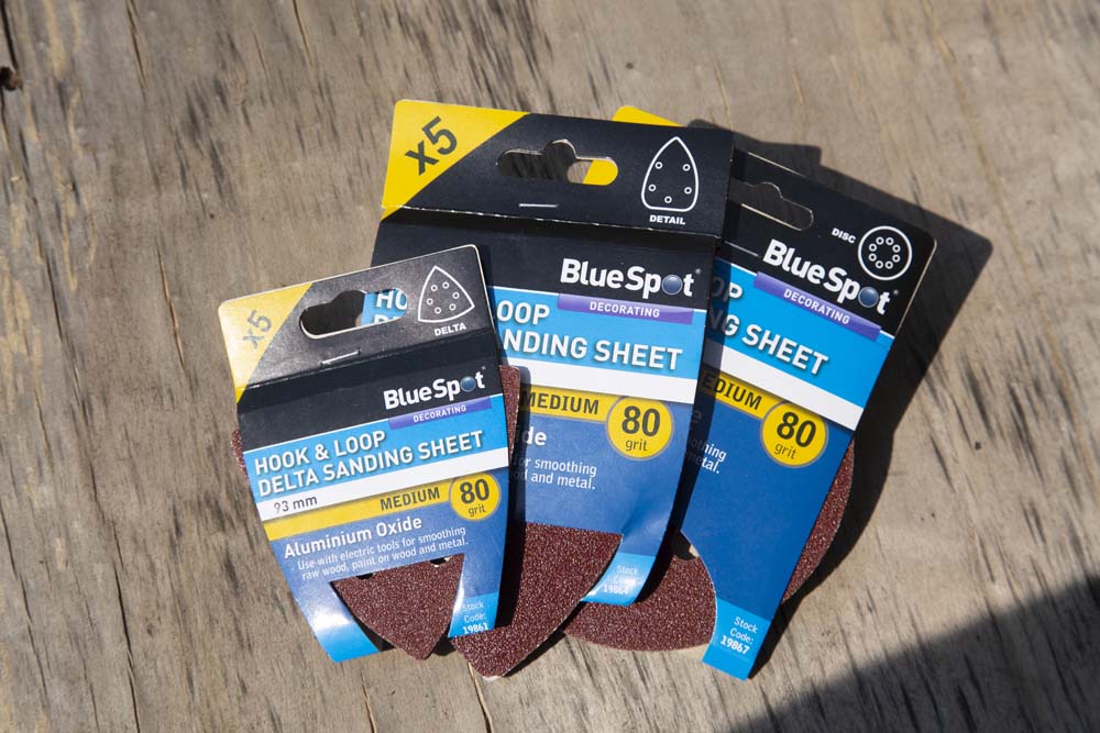 Blue Spot Tools 93mm 5 Pack 80 Grit Delta Sanding Sheets