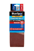 Blue Spot Tools 5 PCE 75 x 457mm Sanding Belt 80 Grit