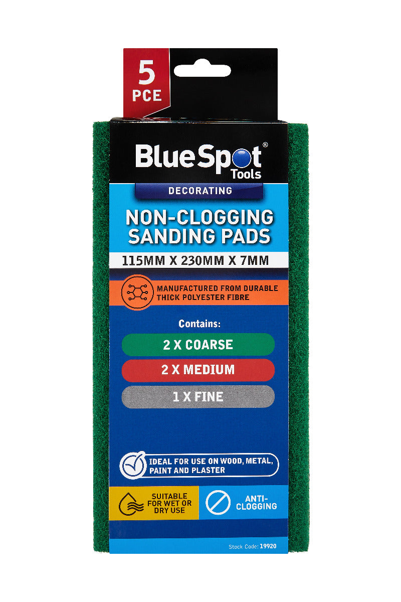 Blue Spot Tools 5 PCE Non-Clogging Sanding Pads (120x 235mm)