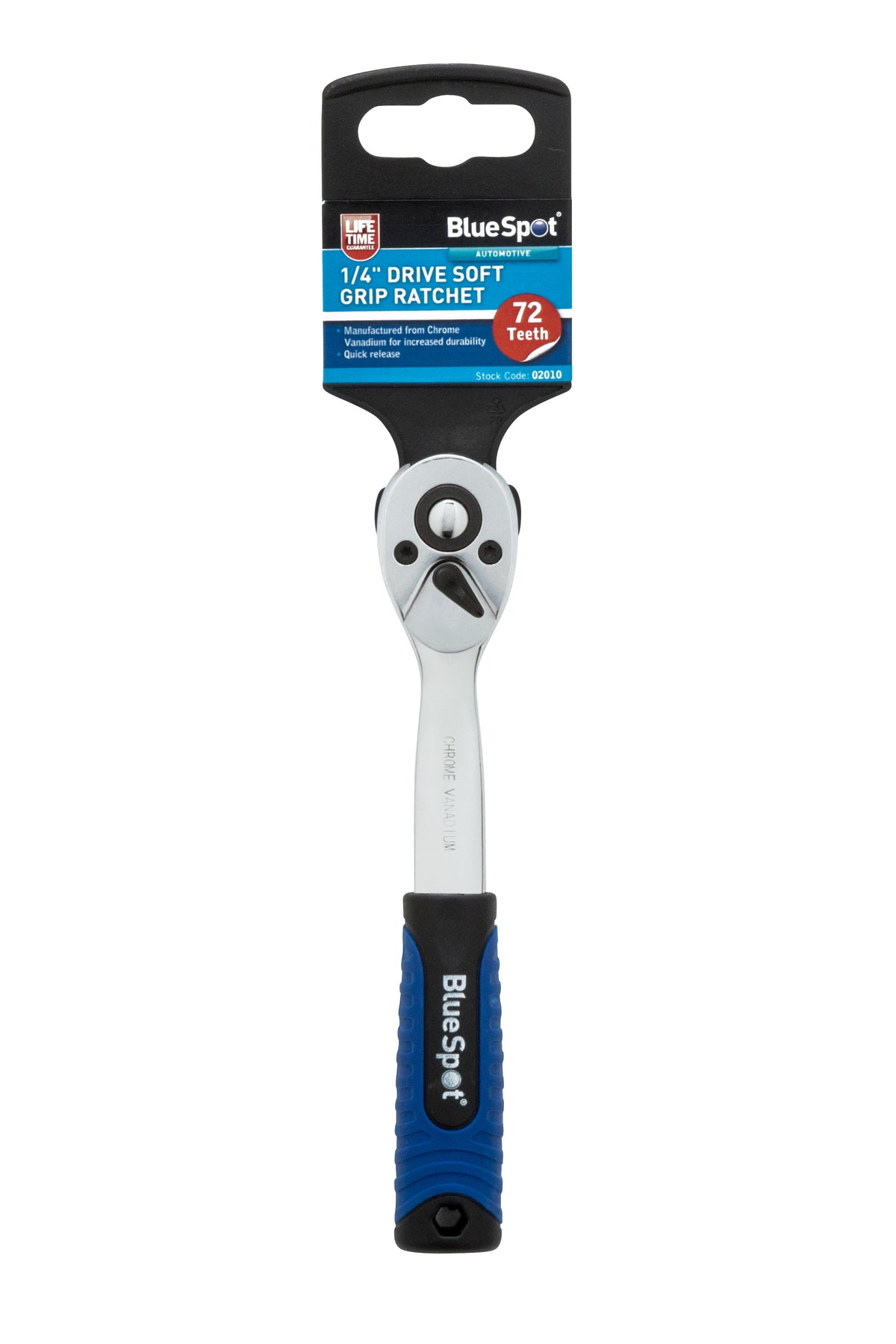 Blue Spot Tools 1/4" Soft Grip Ratchet (72 Teeth)