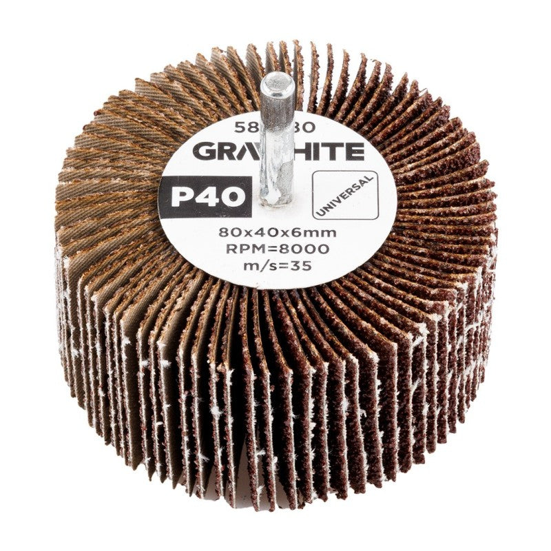 GRAPHITE Flap wheel 80 x 40 x 6 mm, P40 — 58T380