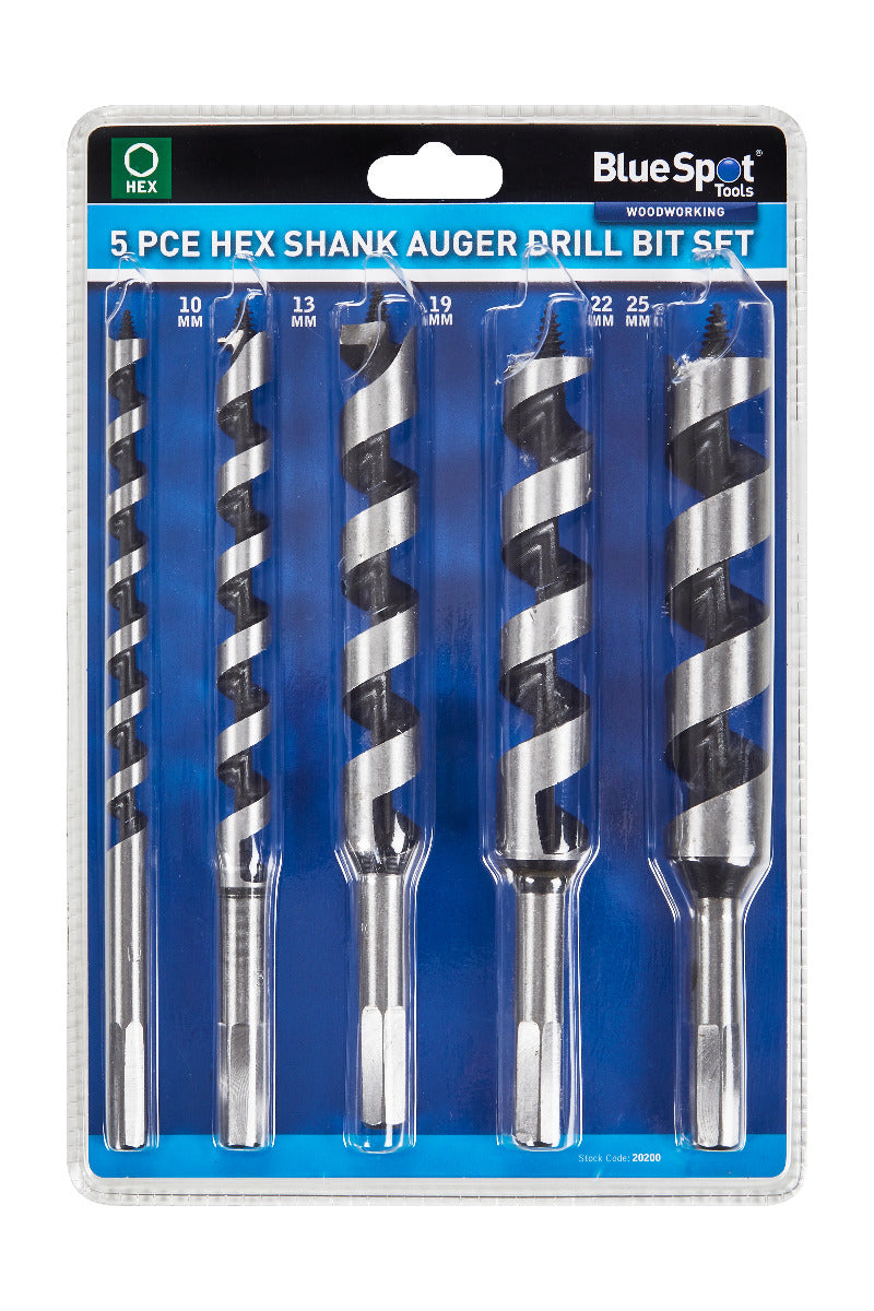 Blue Spot Tools 5 PCE Hex Shank Auger Drill Bit Set (10-25mm)